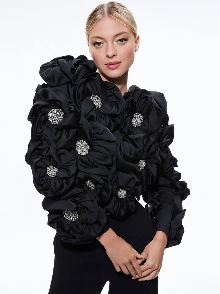 LORNA CROPPED FLORAL APPLIQUE JACKET